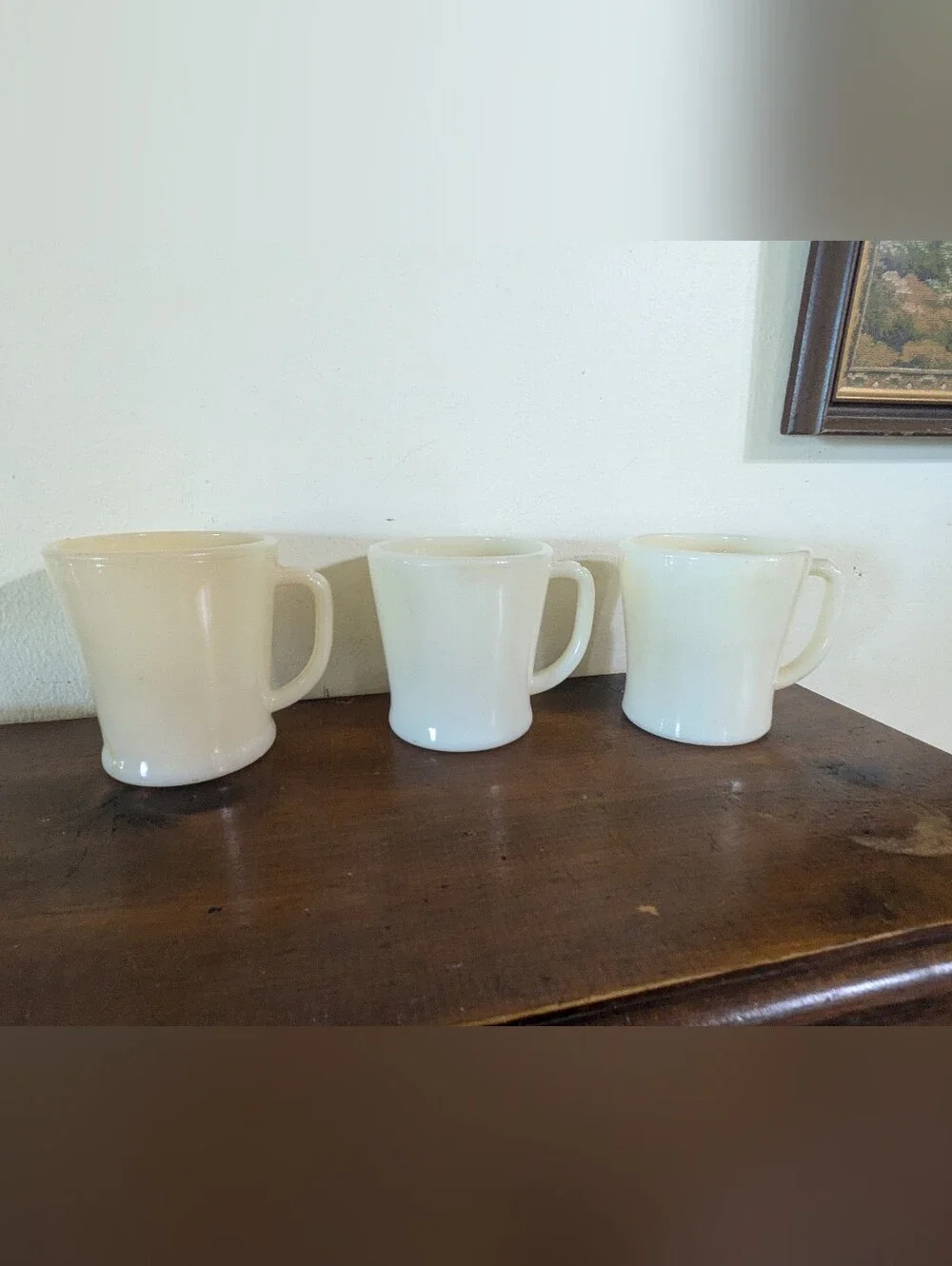 Vintage Fire King Milk Glass D-Handle Coffee Mugs - Set of 3 Antique Anchor Hock